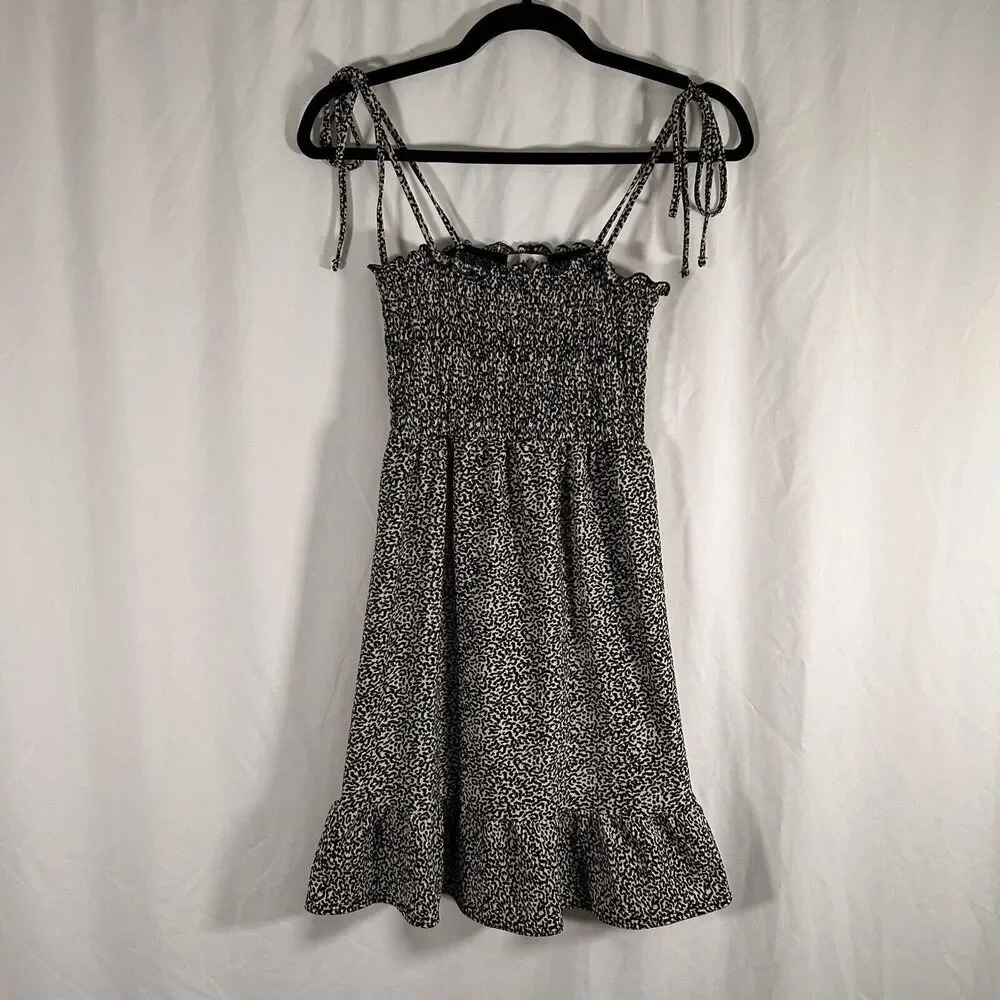 Topshop Mini Dress Women's 2 Leapord Print Sleeveless Stretchy Tie Spaghetti Str